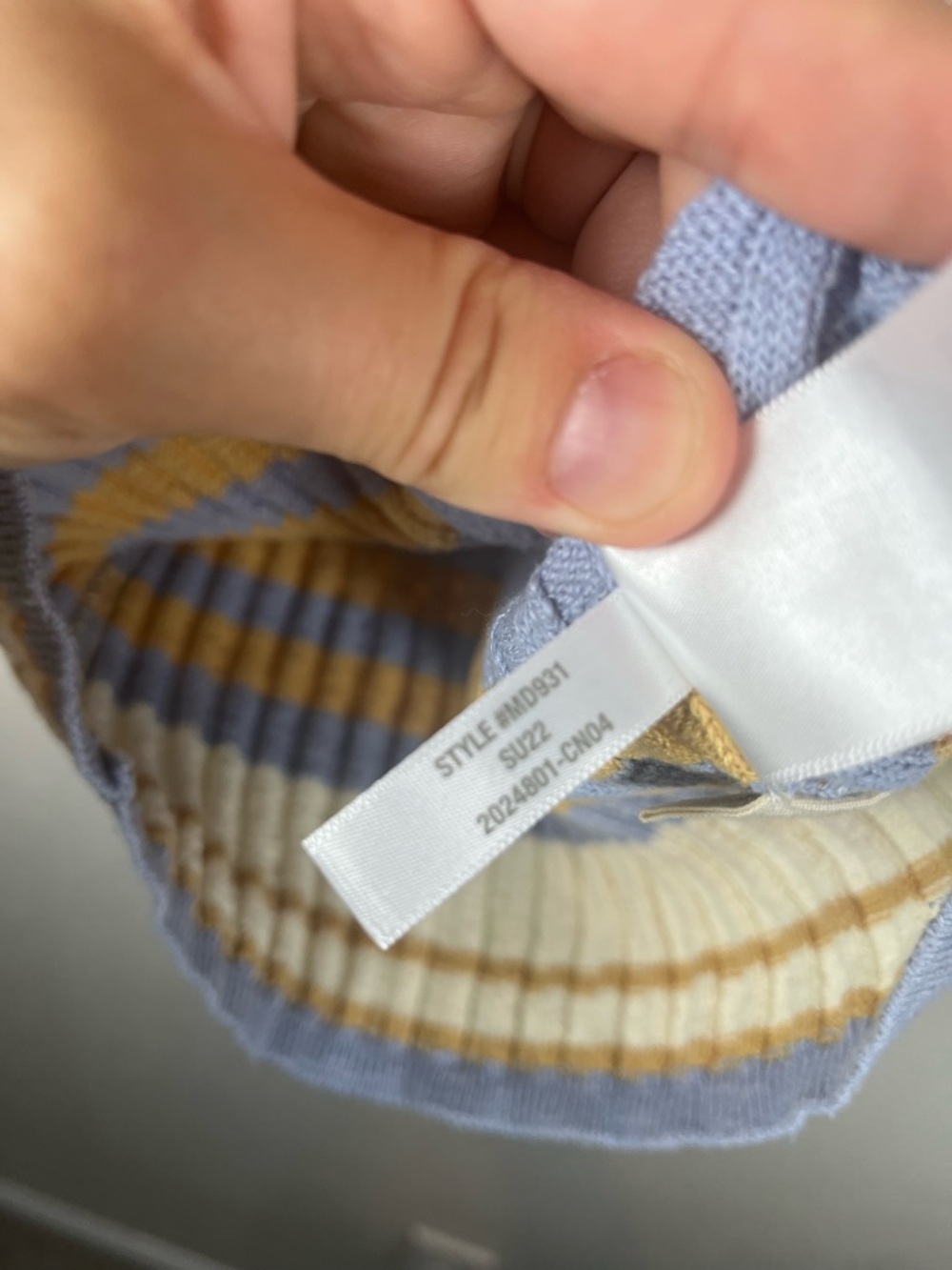 Madewell Glencrest Button-Front Sweater Tee Blue and Yellow Striped Knit XS - Picture 8 of 9